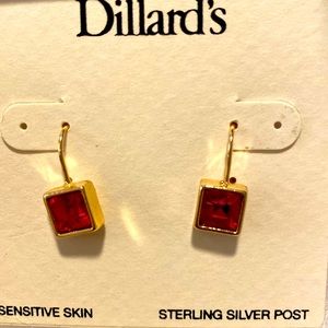 Red gemstone earrings for sensitive skin